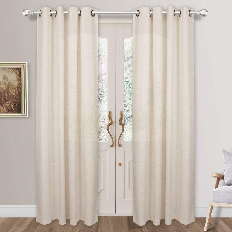 VOILYBIRD Palma Natural Linen Textured Semi Sheer Curtains for Living Room 96 Inches Long Draperies Curtains Bronze Grommet (52''W x 96''L, 2 Panels, Linen) - Image 3
